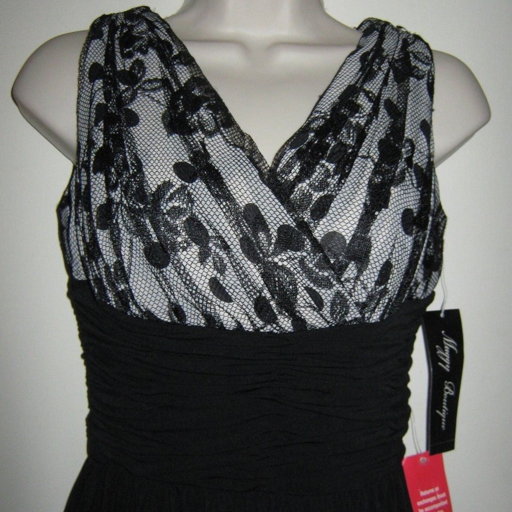 Stretch Knit And Ivory Lace Lined Empire Dress